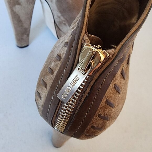 Jimmy Choo Tan Suede Booties "EUC" - Picture 7 of 16